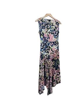 BCBGMAXAZRIA Sleeveless Asymmetrical Floral Spring Summer Dress M Multicolor